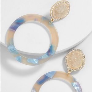 BaubleBar Devinne Resin Druzy Hoop Earrings-Beige